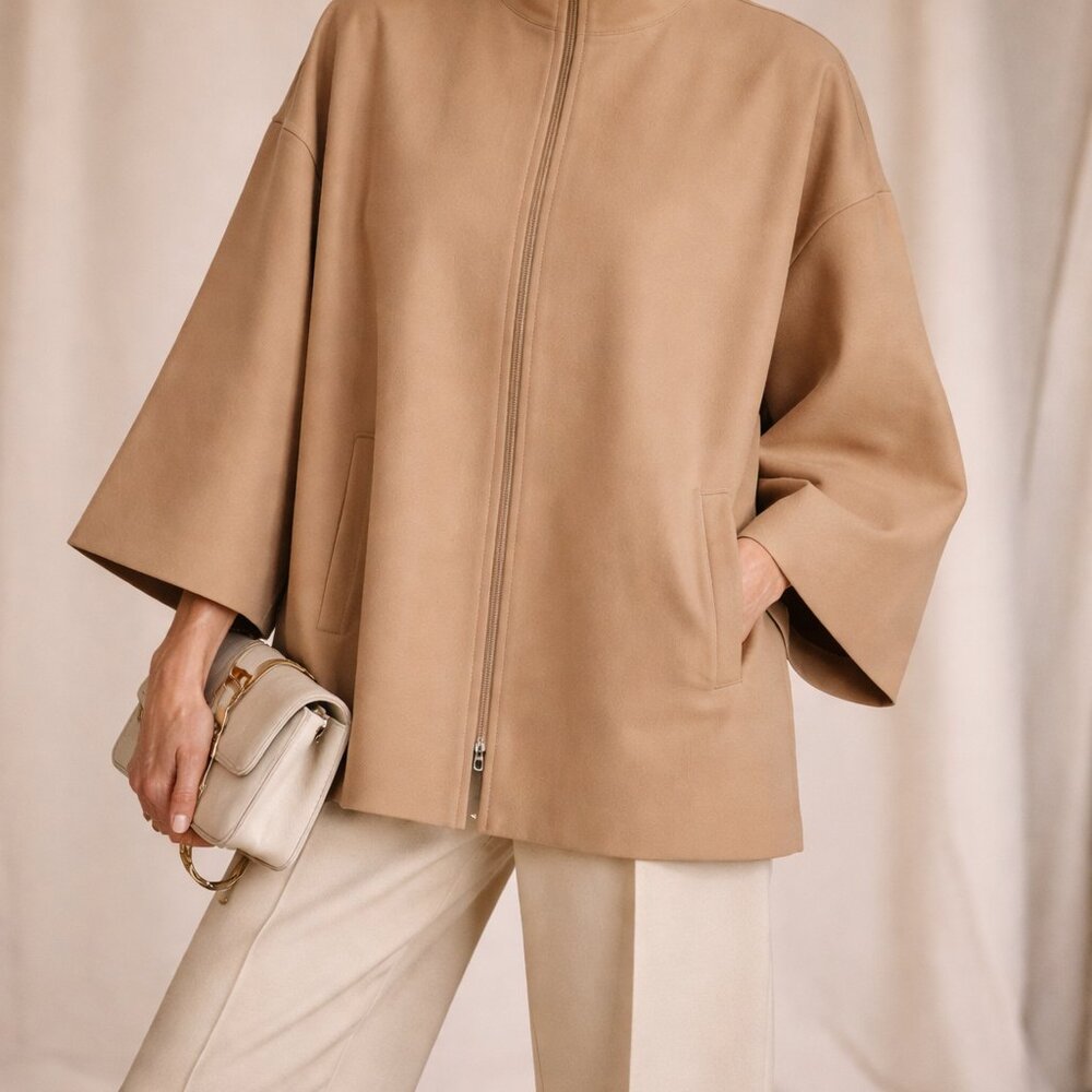 Vintage Hilary Radley Oversized Camel Beige Minimalist Japanese Jacket - Picture 2 of 14